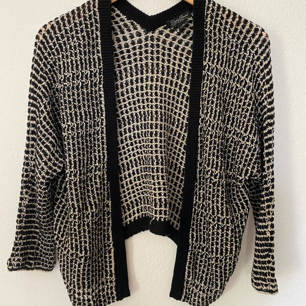Lucky brand open knit cardigan Medium black/cream